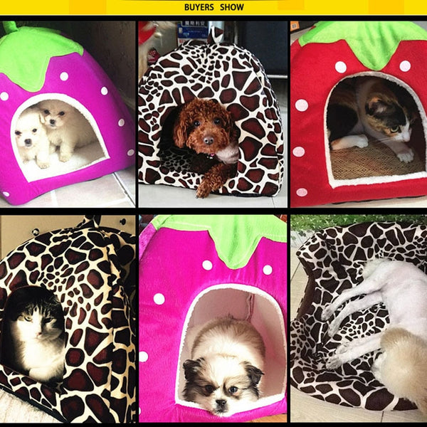 Cute Soft Strawberry Pet Bed